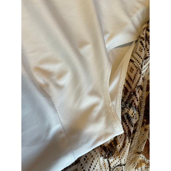 Alfred Dunner Floral Boho Open Front Mesh Cardigan Attached Cami White Brown XL - Picture 4 of 11